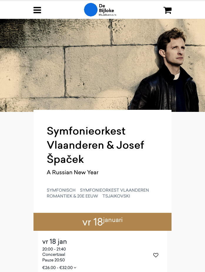 Page Internet. Gent. A Russian New Year. Symfonieorkest Vlaanderen & Josef Špaček. 2019-01-18